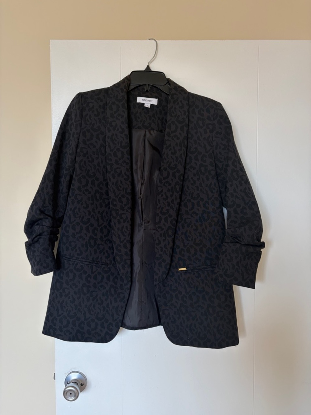 Nine West Black Leopard Jacquard Blazer